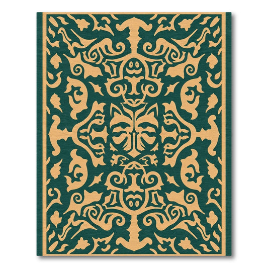 Crimson and Gold Intricate Floral Medallion Rug