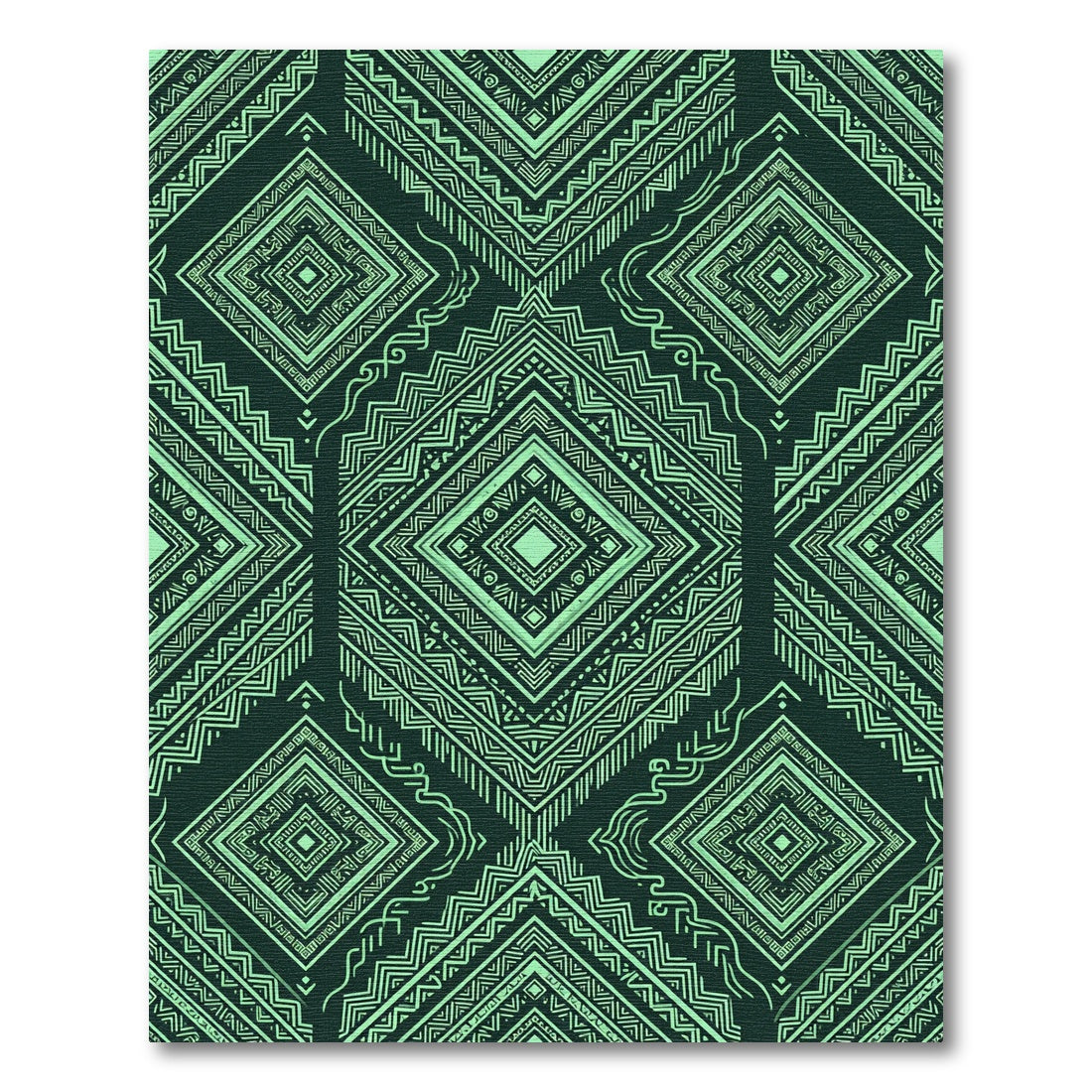 Aqua Tribal Diamond Geometric Repeating Rug