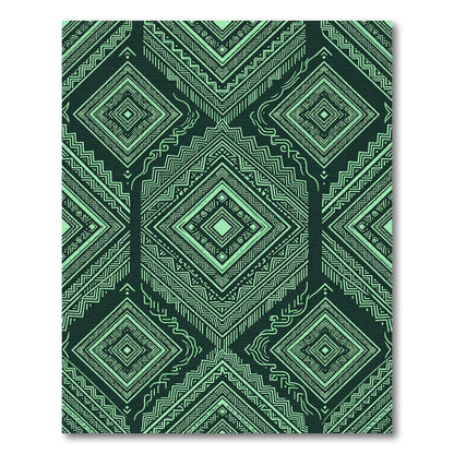 Aqua Tribal Diamond Geometric Repeating Rug