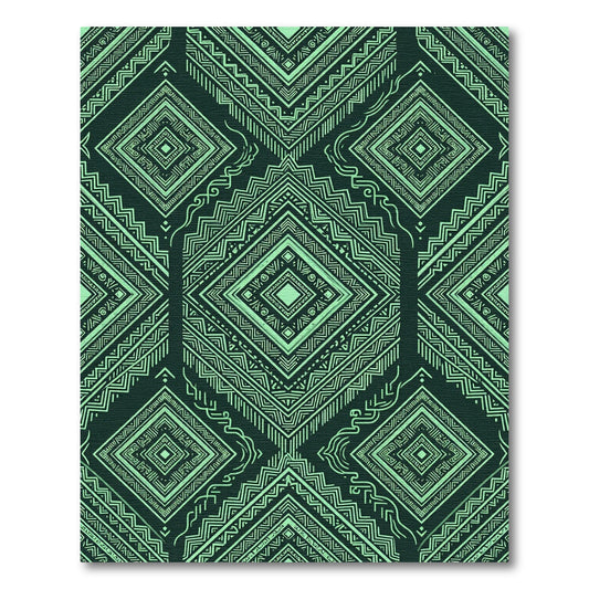 Aqua Tribal Diamond Geometric Repeating Rug