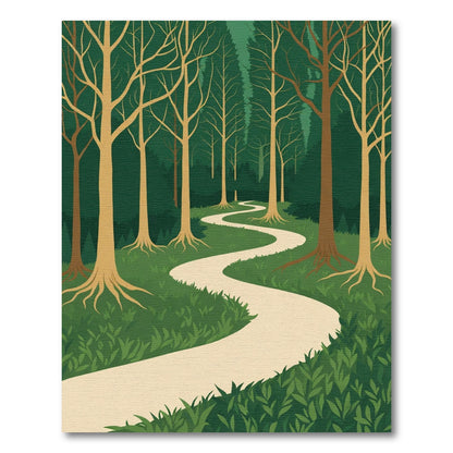 Serene Woodland Path Cream Stripe Rug