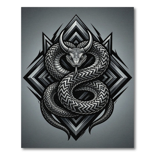 Silver Serpent Horned Geometric Rug
