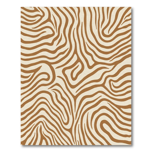 Brown Cream Zebra Stripe Abstract Rug