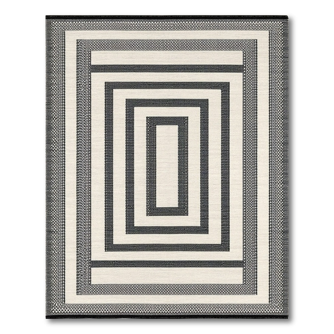 Frame Black White Geometric Frame Area Rug