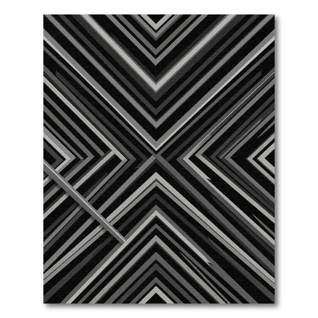 Geometric Charcoal Chevron Layered Rug