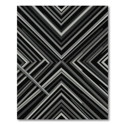 Geometric Charcoal Chevron Layered Rug