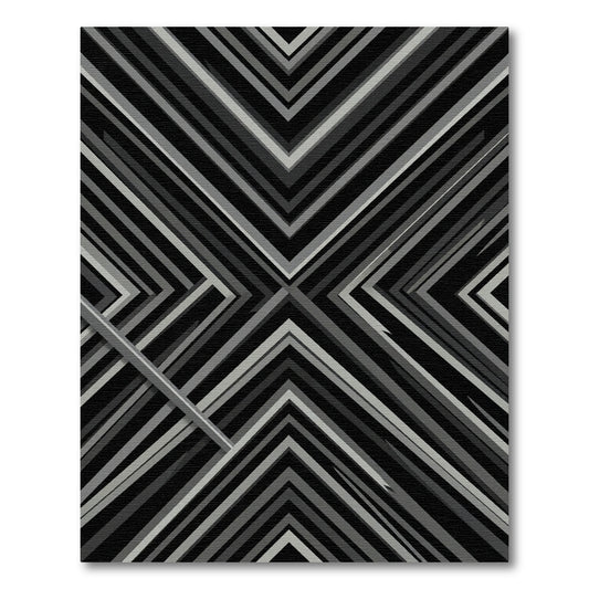 Geometric Charcoal Chevron Layered Rug