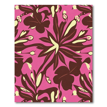 Vibrant Pink Floral Abstract Composition Rug