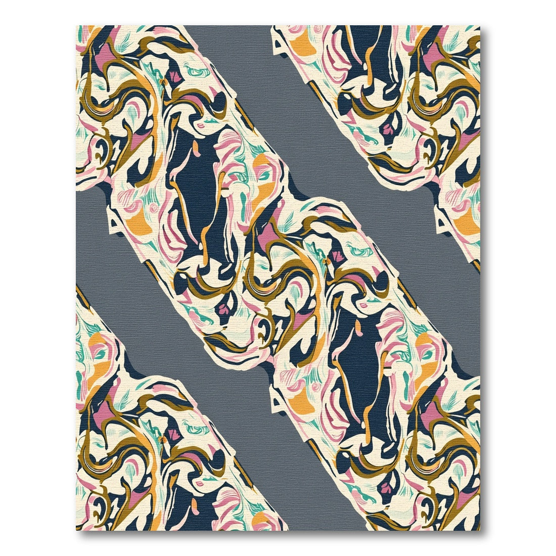 Abstract Swirls Cream and Navy Rug