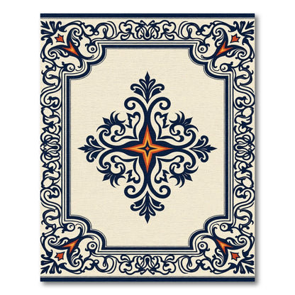 Navy Crimson Floral Medallion Rug
