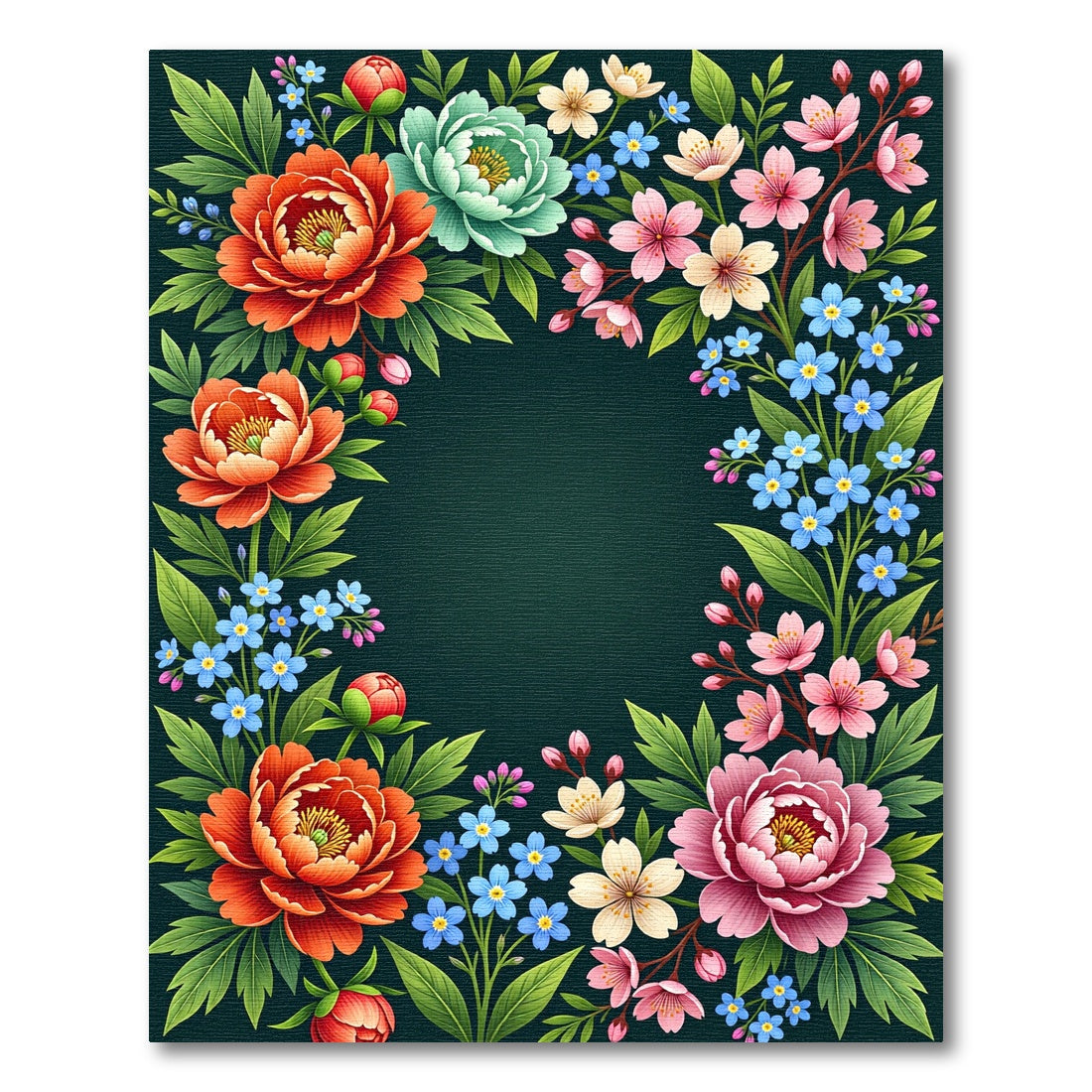 Vibrant Floral Garden Peony Blossom Rug