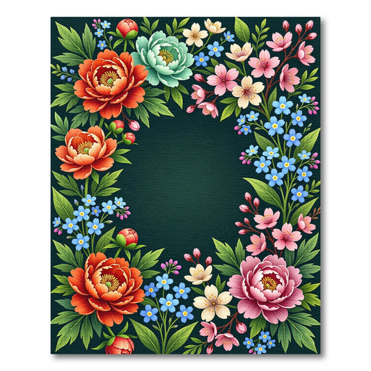 Vibrant Floral Garden Peony Blossom Rug