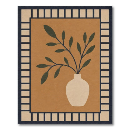 Brown Botanical Vase Area Rug
