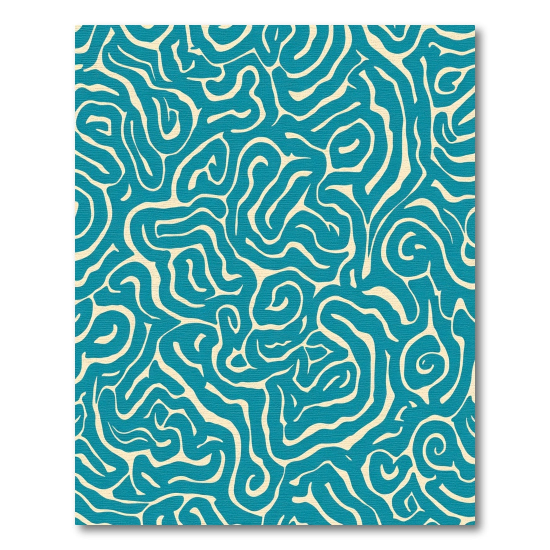 Deep Teal Abstract Swirl Lines Rug