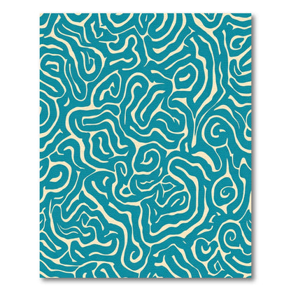 Deep Teal Abstract Swirl Lines Rug