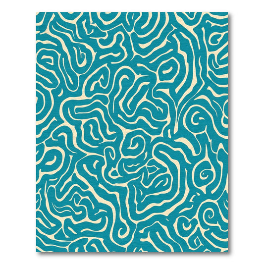 Deep Teal Abstract Swirl Lines Rug