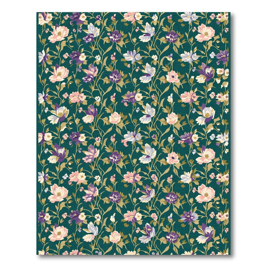 Teal Garden Floral Collage Rug