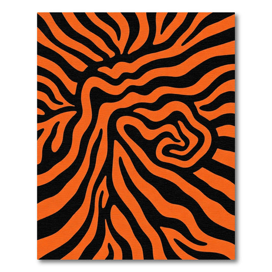 Bold Orange Black Animalistic Stripes Rug