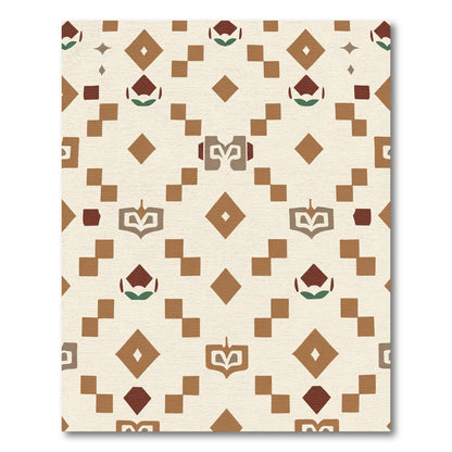 Earthy Brown Geometric Diamond Medallion Rug
