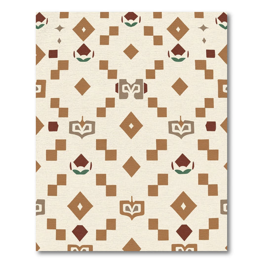 Earthy Brown Geometric Diamond Medallion Rug