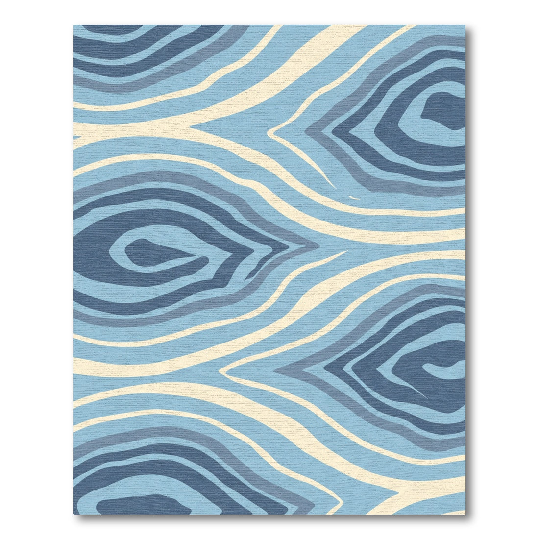 Blue Cream Abstract Organic Wave Rug