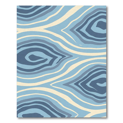 Blue Cream Abstract Organic Wave Rug