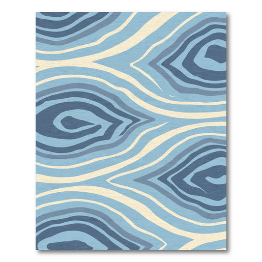 Blue Cream Abstract Organic Wave Rug