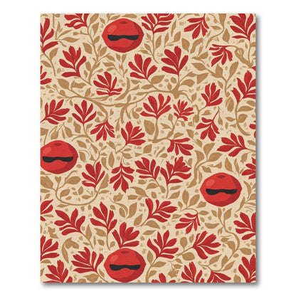 Crimson Red Floral Whimsical Face Rug