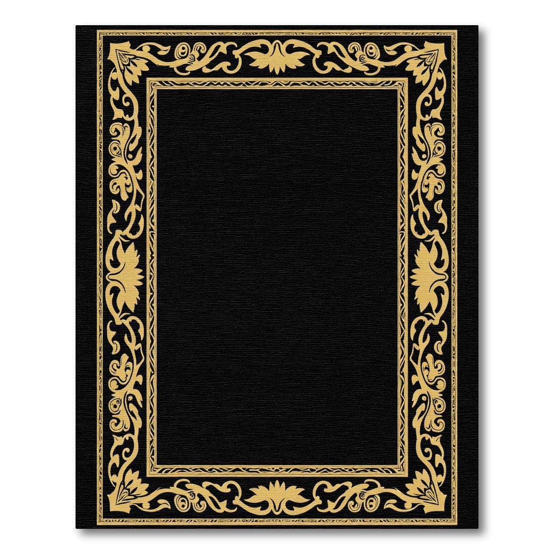 Golden Floral Vine Rectangular Border Rug