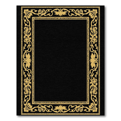 Golden Floral Vine Rectangular Border Rug
