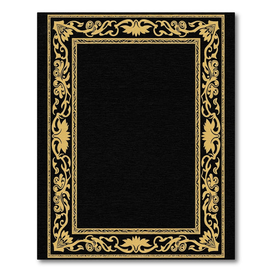 Golden Floral Vine Rectangular Border Rug