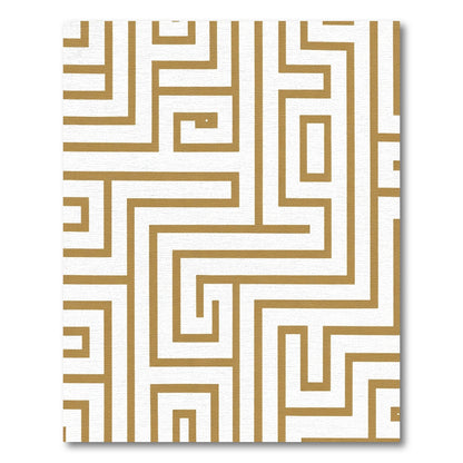 Gold White Geometric Maze Rug