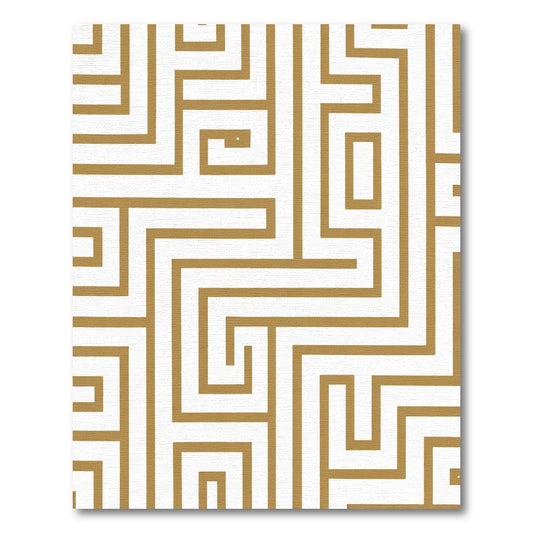 Gold White Geometric Maze Rug