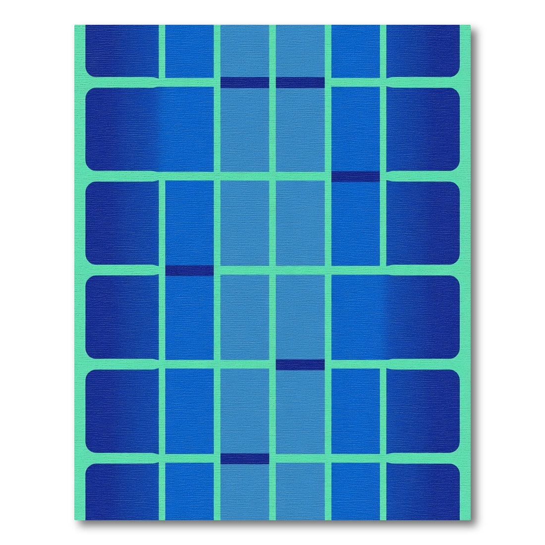 Teal Grid Blue Gradient Rectangles Rug