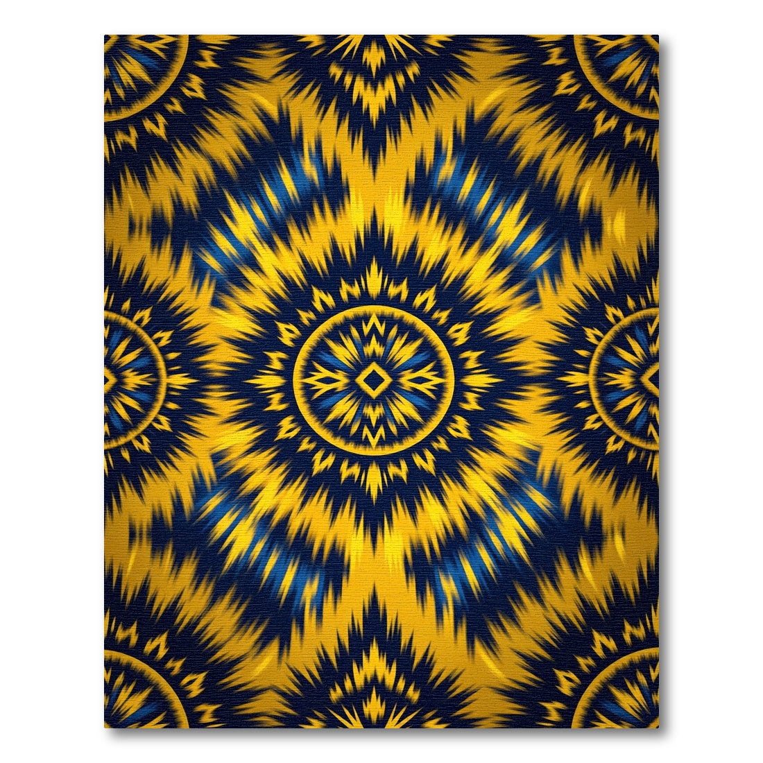 Golden Blue Radial Sunburst Rug
