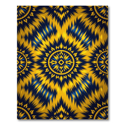 Golden Blue Radial Sunburst Rug