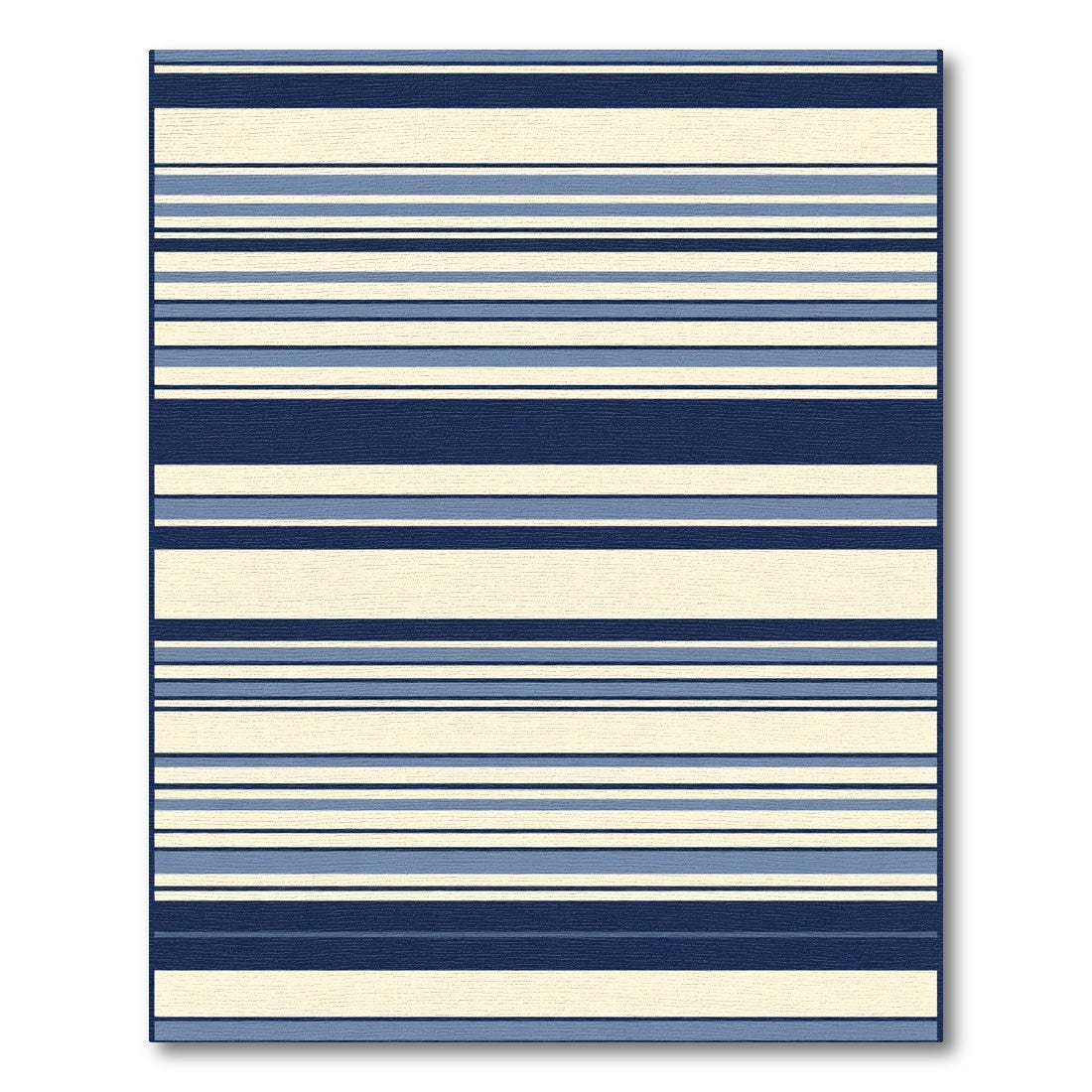 Navy Blue Cream Lined Contemporary Rug