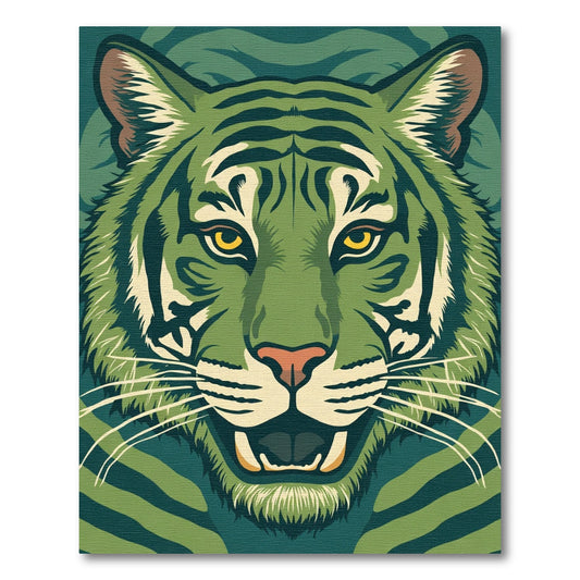 Emerald Green Tiger Face Close Up Rug