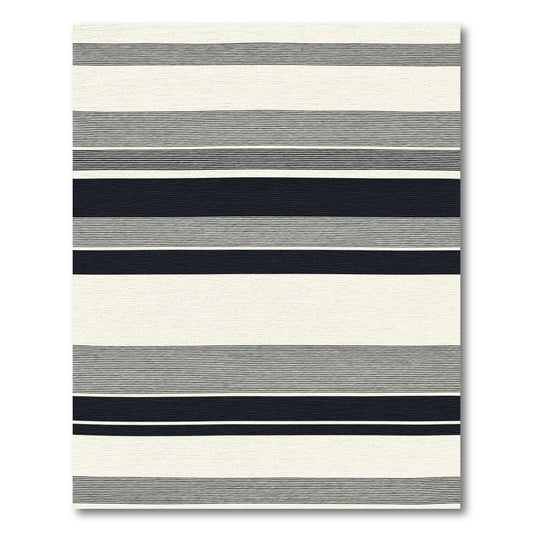 Chic Navy And Cream Stripes Rug