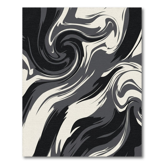 Monochrome Fluid Swirl Area Rug