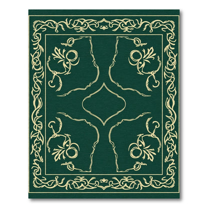 Emerald Green Golden Floral Arabesque Rug