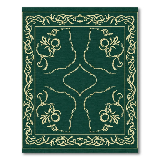 Emerald Green Golden Floral Arabesque Rug