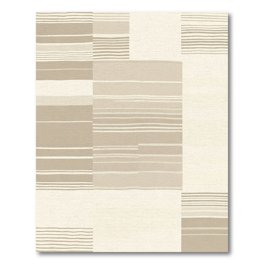 Earthy Toned Horizontal Stripe Patchwork Rug