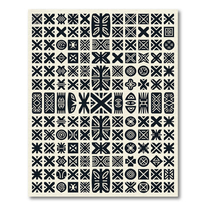Tribal Geometric Black Symbols Rug