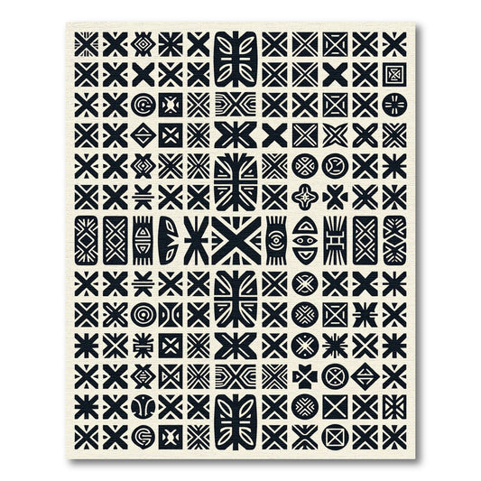 Tribal Geometric Black Symbols Rug