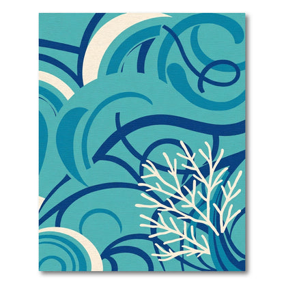 Aqua Blue Coral Swirl Composition Rug