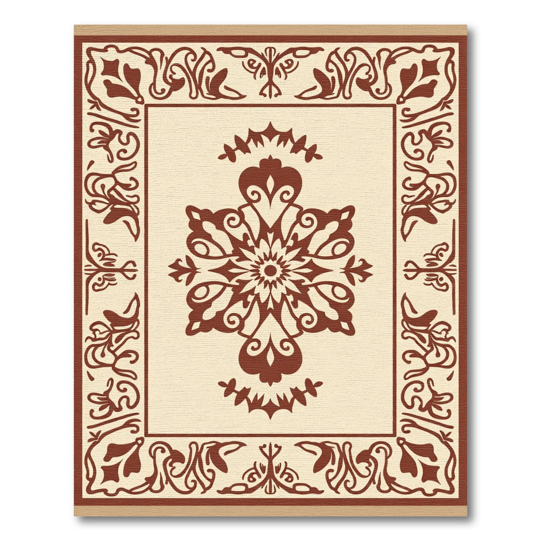 Crimson Medieval Floral Medallion Rug