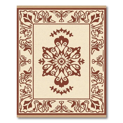 Crimson Medieval Floral Medallion Rug