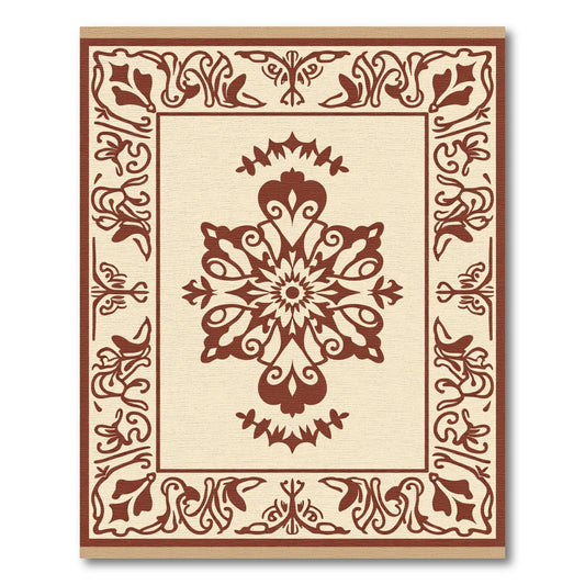 Crimson Medieval Floral Medallion Rug