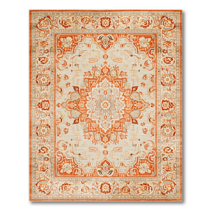 Floral Orange Floral Persian Area Rug